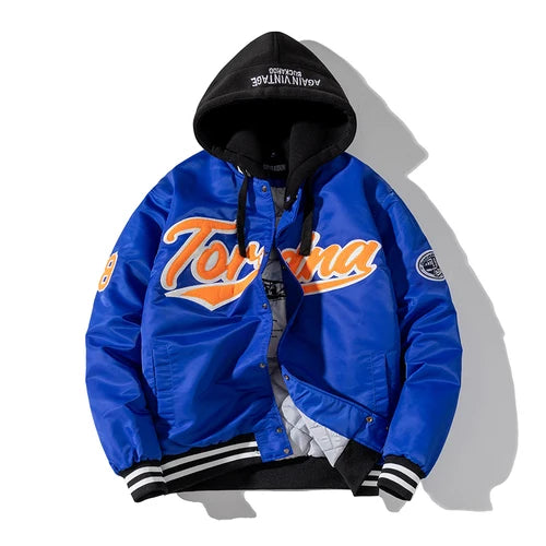 Giacca invernale vintage uomo donna, giacca da baseball hip hop, ricamo con lettere, streetwear, cappotto con cappuccio, abbigliamento casual alla moda per coppie.