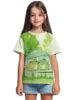 T-shirt a maniche corte con scollo rotondo da ragazza, modello coreano, vestibilità ampia, casual e versatile, estate 2025.