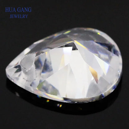 Pietra di zirconia cubica bianca brillante a foro singolo AAAAA a forma di pera per la creazione di gioielli 4x6~15x20mm Perline di CZ sciolte di alta qualità