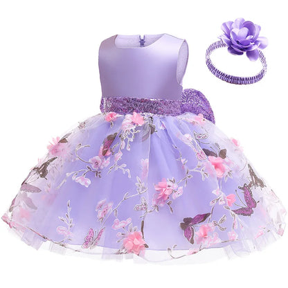 Vestito da bambina con fiori e farfalle, 1 2 3 4 5 anni, estivo, in rete, ricamato, piccolo abito da principessa, regalo per feste di Natale, abbigliamento per bambini