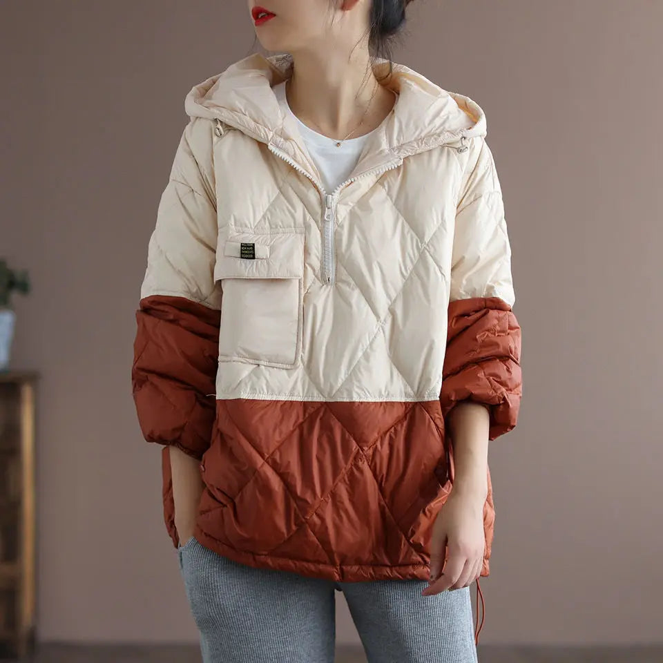 2021 Women's Autumn and Winter New Lightweight Jacket Casual Loose Hooded Pullover Warm Puffer Jacket Women's Clothing   J15478