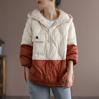 2021 Women's Autumn and Winter New Lightweight Jacket Casual Loose Hooded Pullover Warm Puffer Jacket Women's Clothing   J15478