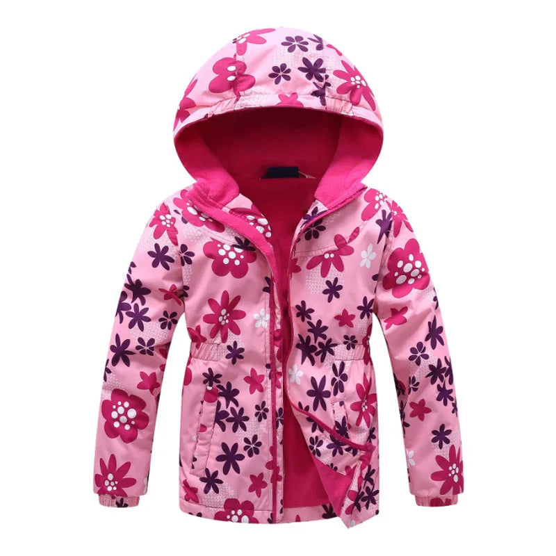 Giacca da bambina primaverile, abbigliamento in pile con fiori, cappotto da bambina, giacca a vento, capospalla per bambini in pile polare antivento 3-12T