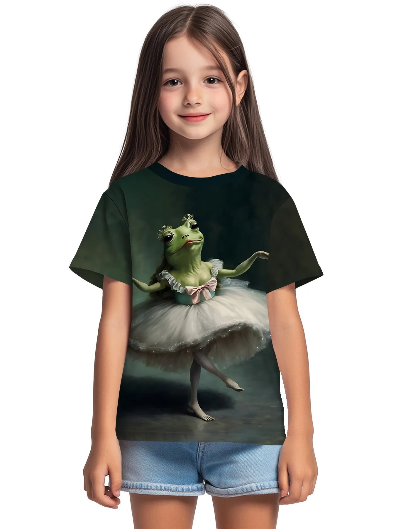 T-shirt a maniche corte con scollo rotondo da ragazza, modello coreano, vestibilità ampia, casual e versatile, estate 2025.