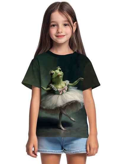 T-shirt a maniche corte con scollo rotondo da ragazza, modello coreano, vestibilità ampia, casual e versatile, estate 2025.