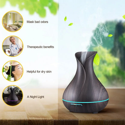 Remore Control Electric Ultrasonic Vase Aromatherapy Essential Oil Diffuser Cool Mist Air Humidifier for Home Room Fragrance