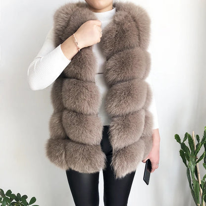 Gilet in vera pelliccia di volpe di alta qualità da donna, 100% vera pelliccia naturale, giacca in vera pelliccia alla moda 2019, cappotto in vera pelle