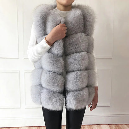Gilet in vera pelliccia di volpe di alta qualità da donna, 100% vera pelliccia naturale, giacca in vera pelliccia alla moda 2019, cappotto in vera pelle