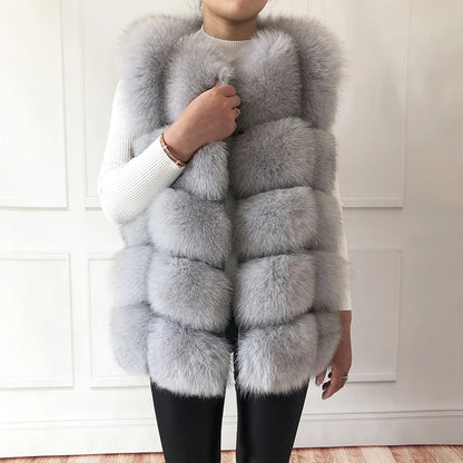 Gilet in vera pelliccia di volpe di alta qualità da donna, 100% vera pelliccia naturale, giacca in vera pelliccia alla moda 2019, cappotto in vera pelle