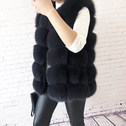 Gilet in vera pelliccia di volpe di alta qualità da donna, 100% vera pelliccia naturale, giacca in vera pelliccia alla moda 2019, cappotto in vera pelle