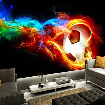 Cool Color Flame Football 3D Photo Wall Mural Wallpaper Personalized Customization Living Room Bedroom Interior Design Wallpaper