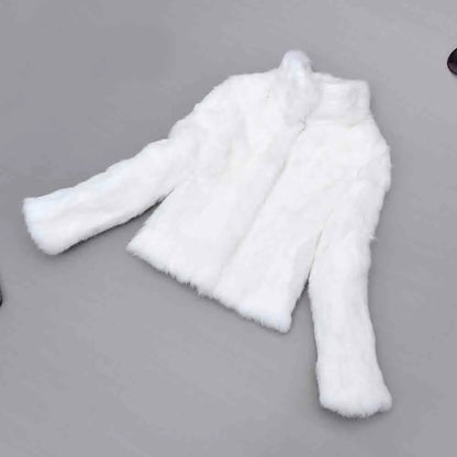 Top Solid Basic Women Classical Casual Mandarin Collar Genuine Real Rabbit Fur Coat Handmade Customize Natural Fur Jacket NZ271