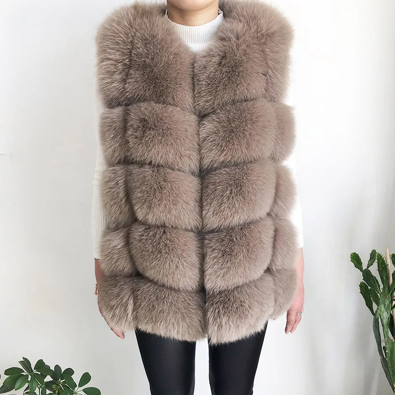 Gilet in vera pelliccia di volpe di alta qualità da donna, 100% vera pelliccia naturale, giacca in vera pelliccia alla moda 2019, cappotto in vera pelle