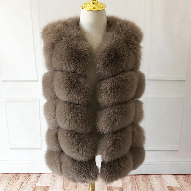 Gilet in vera pelliccia di volpe di alta qualità da donna, 100% vera pelliccia naturale, giacca in vera pelliccia alla moda 2019, cappotto in vera pelle