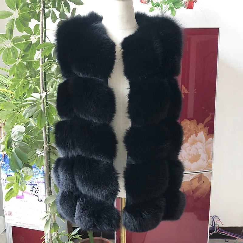 Gilet in vera pelliccia di volpe di alta qualità da donna, 100% vera pelliccia naturale, giacca in vera pelliccia alla moda 2019, cappotto in vera pelle