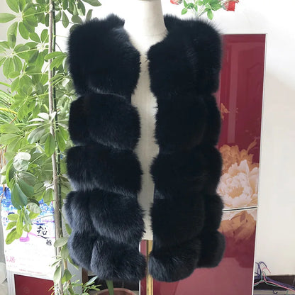 Gilet in vera pelliccia di volpe di alta qualità da donna, 100% vera pelliccia naturale, giacca in vera pelliccia alla moda 2019, cappotto in vera pelle