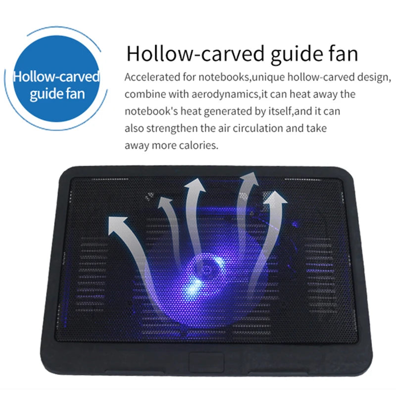 Sovawin N19 Black Slim Base Support Fan for Laptop Cooler Notebook USB Air Extracting Cooling Fan for Laptop Cool Fans 14 inch