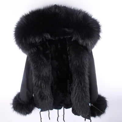 2024 new winter woman coat parkas jacket large raccoon fur collar hooded detachable rex rabbit fur lining brand style Top brand