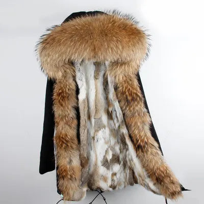 2024 new winter woman coat parkas jacket large raccoon fur collar hooded detachable rex rabbit fur lining brand style Top brand