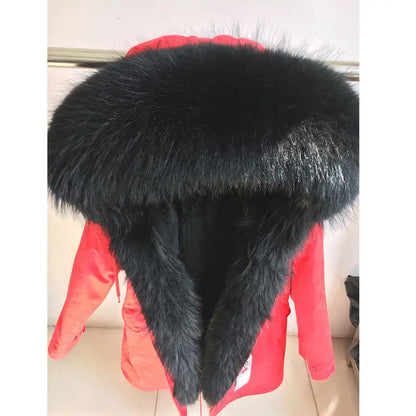 2024 new winter woman coat parkas jacket large raccoon fur collar hooded detachable rex rabbit fur lining brand style Top brand