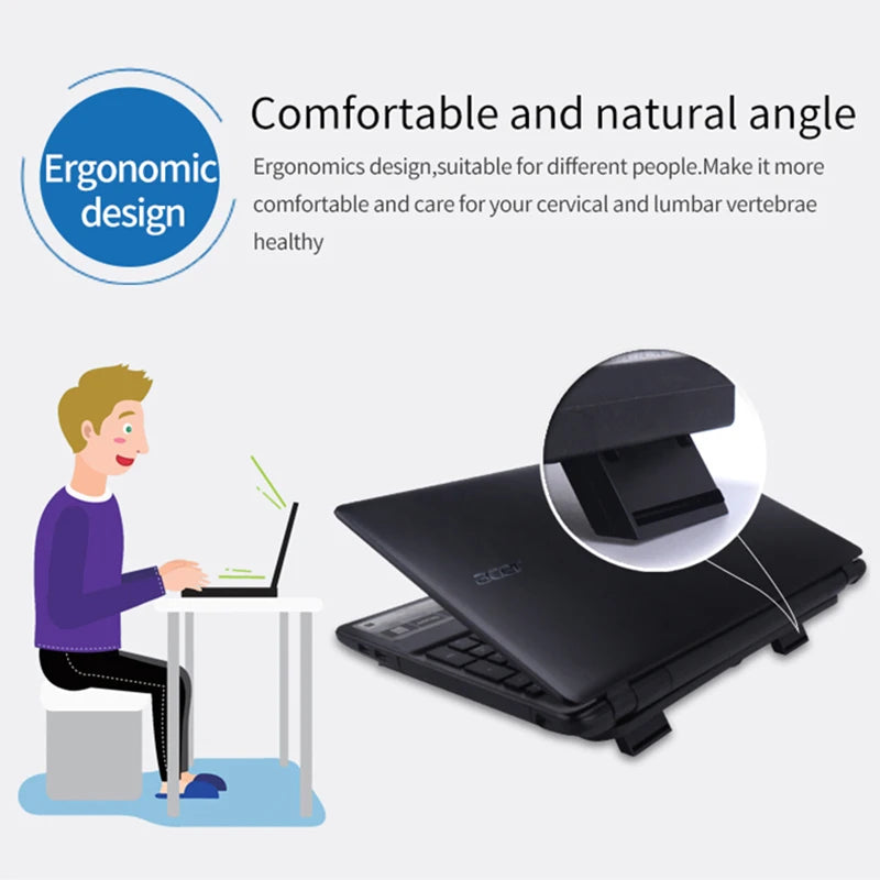 Sovawin N19 Black Slim Base Support Fan for Laptop Cooler Notebook USB Air Extracting Cooling Fan for Laptop Cool Fans 14 inch