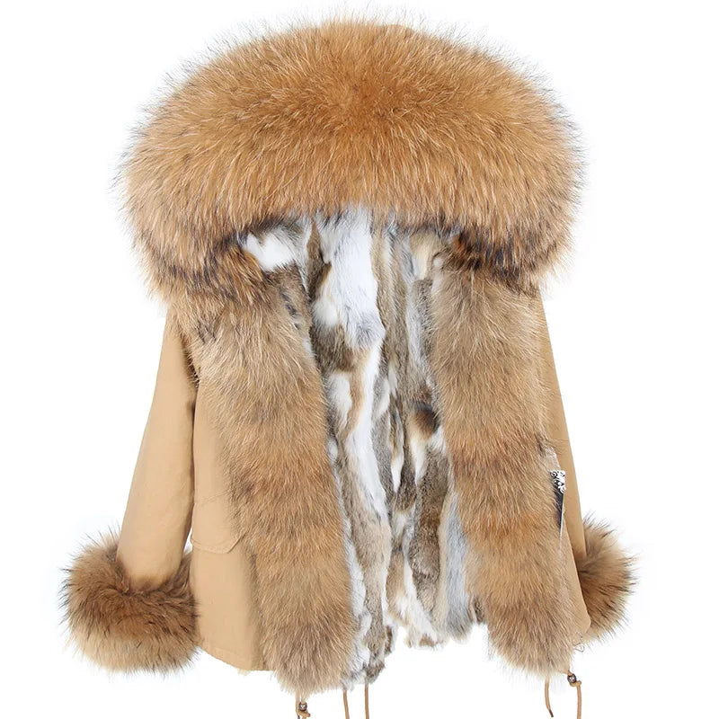 2024 new winter woman coat parkas jacket large raccoon fur collar hooded detachable rex rabbit fur lining brand style Top brand