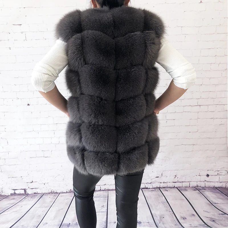 Gilet in vera pelliccia di volpe di alta qualità da donna, 100% vera pelliccia naturale, giacca in vera pelliccia alla moda 2019, cappotto in vera pelle