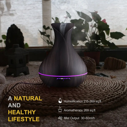 Remore Control Electric Ultrasonic Vase Aromatherapy Essential Oil Diffuser Cool Mist Air Humidifier for Home Room Fragrance