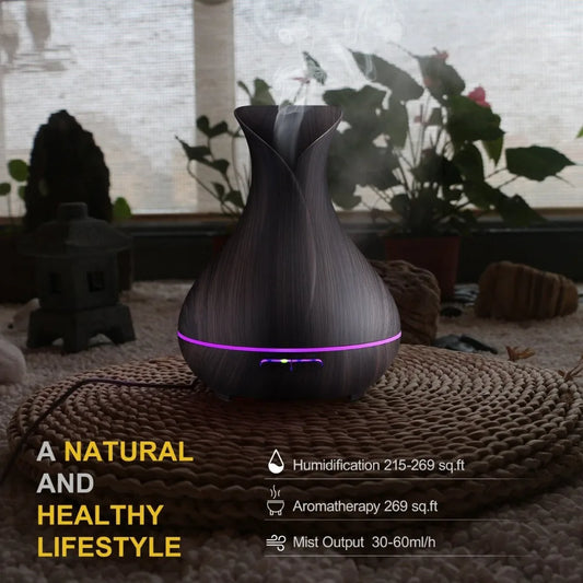 Remore Control Electric Ultrasonic Vase Aromatherapy Essential Oil Diffuser Cool Mist Air Humidifier for Home Room Fragrance