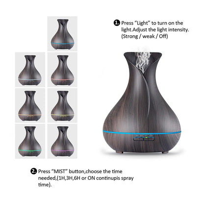Remore Control Electric Ultrasonic Vase Aromatherapy Essential Oil Diffuser Cool Mist Air Humidifier for Home Room Fragrance