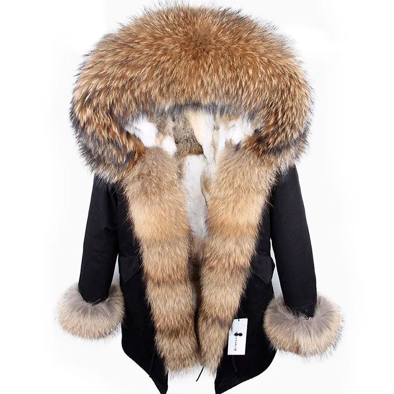 2024 new winter woman coat parkas jacket large raccoon fur collar hooded detachable rex rabbit fur lining brand style Top brand