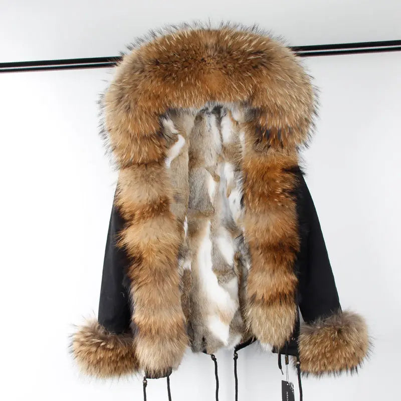 2024 new winter woman coat parkas jacket large raccoon fur collar hooded detachable rex rabbit fur lining brand style Top brand