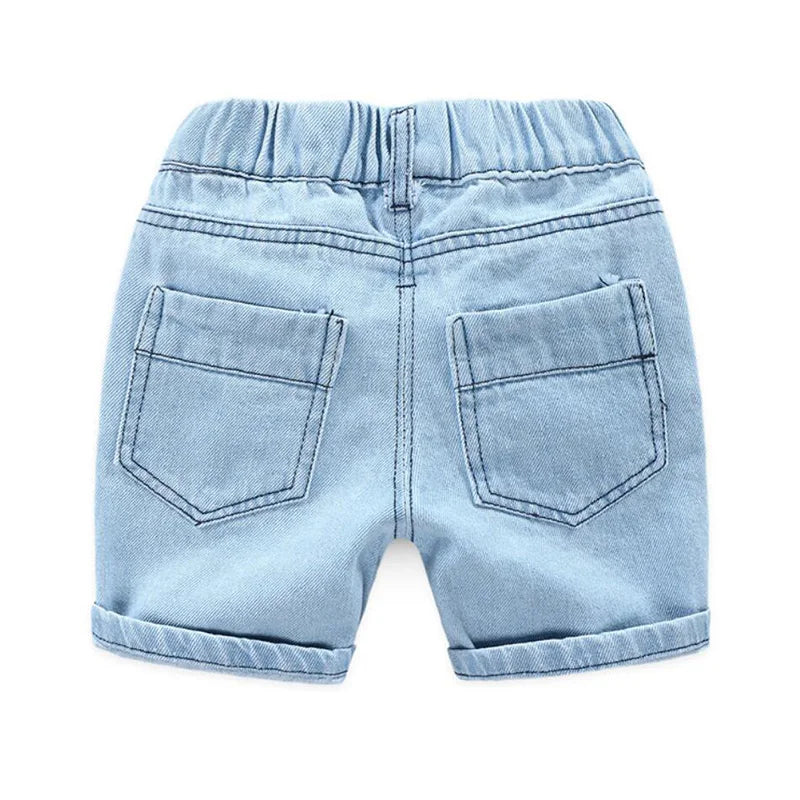 Pantaloncini di jeans estivi per bambini, alla moda, con strappi, stile Corea del Sud, pantaloncini casual da cowboy per bambini, pantaloni da spiaggia per bambini dai 2 ai 7 anni.