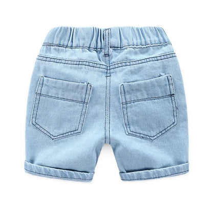 Pantaloncini di jeans estivi per bambini, alla moda, con strappi, stile Corea del Sud, pantaloncini casual da cowboy per bambini, pantaloni da spiaggia per bambini dai 2 ai 7 anni.