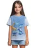 T-shirt a maniche corte con scollo rotondo da ragazza, modello coreano, vestibilità ampia, casual e versatile, estate 2025.