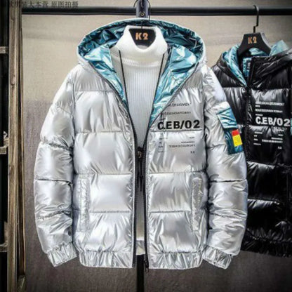 Men Parka Cotton Padded Winter Jacket Coat Mens Warm Jackets Male Printed Stand Collar Zipper Coats Teenagers Down Parkas