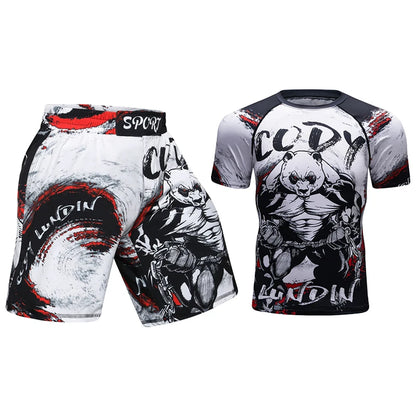 Completo sportivo da uomo Cody Lundin con stampa 3D, ideale per MMA, Jiu-jitsu, kickboxing, allenamento fitness e abbigliamento sportivo.