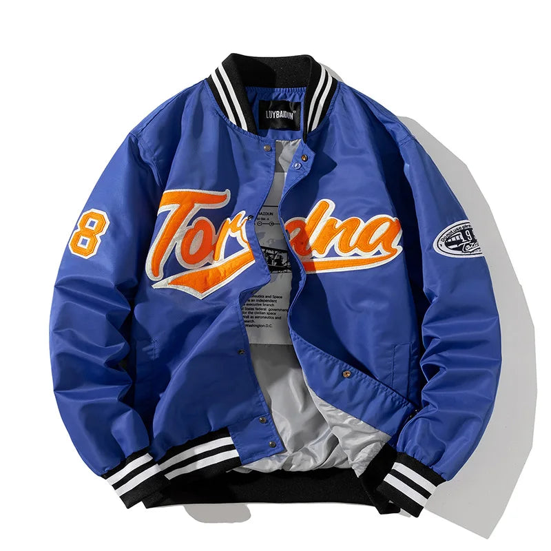 Giacca invernale vintage uomo donna, giacca da baseball hip hop, ricamo con lettere, streetwear, cappotto con cappuccio, abbigliamento casual alla moda per coppie.
