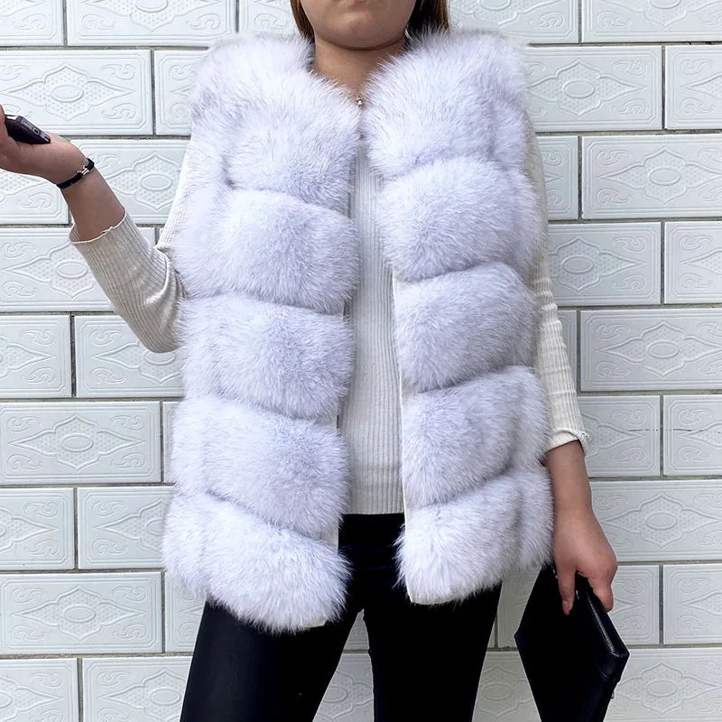 Gilet in vera pelliccia di volpe di alta qualità da donna, 100% vera pelliccia naturale, giacca in vera pelliccia alla moda 2019, cappotto in vera pelle