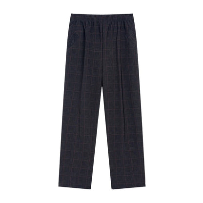 Pantaloni dritti da mamma taglie forti, larghi, elasticizzati, pantaloni elasticizzati per donne di mezza età, pantaloni autunno/inverno, pantaloni da donna