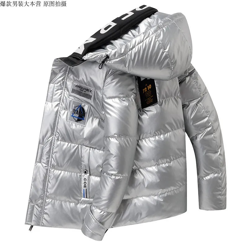Men Parka Cotton Padded Winter Jacket Coat Mens Warm Jackets Male Printed Stand Collar Zipper Coats Teenagers Down Parkas