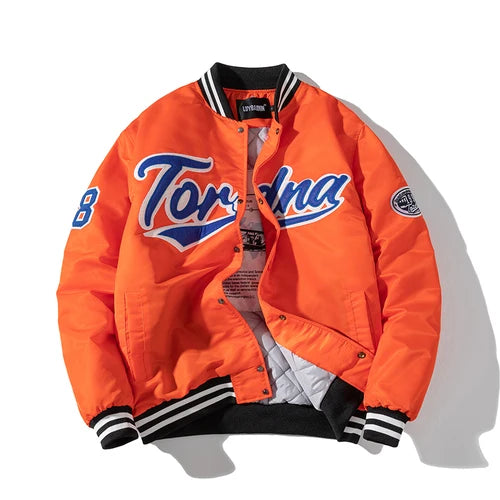 Giacca invernale vintage uomo donna, giacca da baseball hip hop, ricamo con lettere, streetwear, cappotto con cappuccio, abbigliamento casual alla moda per coppie.