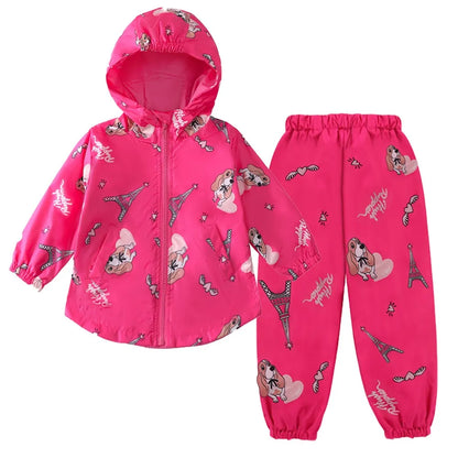 LZH Set di abbigliamento per bambini Autunno Inverno Bambina Vestiti per neonate Giacca impermeabile + pantaloni Completo sportivo per bambini