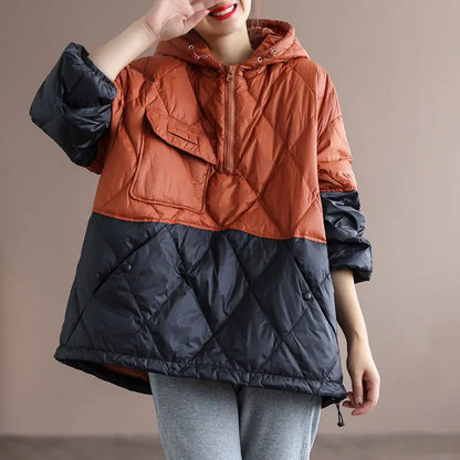 2021 Women's Autumn and Winter New Lightweight Jacket Casual Loose Hooded Pullover Warm Puffer Jacket Women's Clothing   J15478
