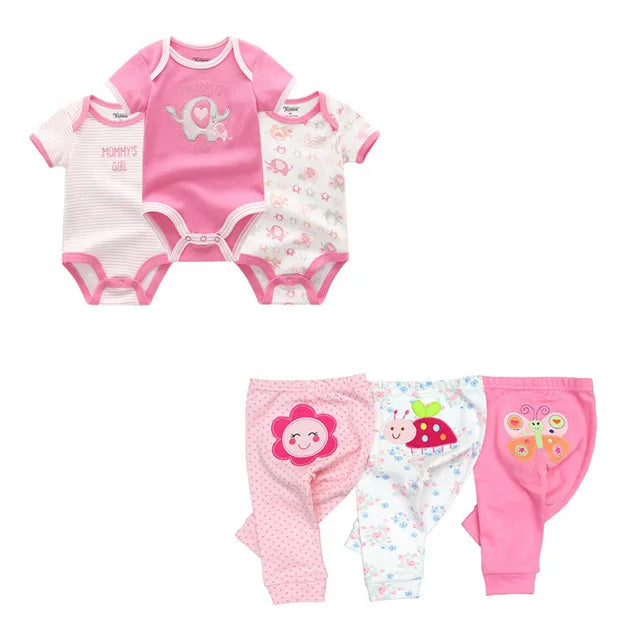 Abbigliamento unisex per neonati in cotone, 6/9/10 pezzi, body e pantaloni, maniche corte, per neonati maschietti.