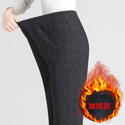 Pantaloni dritti da mamma taglie forti, larghi, elasticizzati, pantaloni elasticizzati per donne di mezza età, pantaloni autunno/inverno, pantaloni da donna