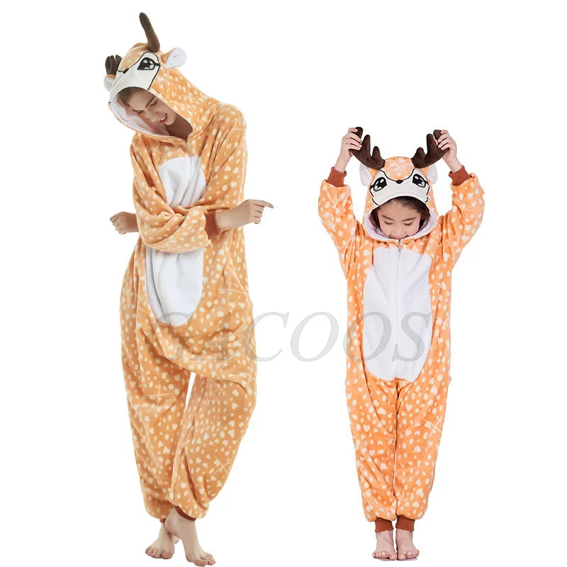 Set di pigiami Kigurumi per bambini e bambine, pigiami panda unicorno per donne, pigiami pigiama tutina gatto per adulti, pigiami invernali caldi per bambini