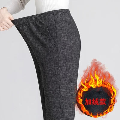 Pantaloni dritti da mamma taglie forti, larghi, elasticizzati, pantaloni elasticizzati per donne di mezza età, pantaloni autunno/inverno, pantaloni da donna