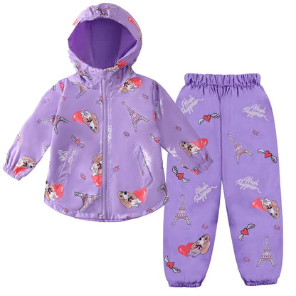 LZH Set di abbigliamento per bambini Autunno Inverno Bambina Vestiti per neonate Giacca impermeabile + pantaloni Completo sportivo per bambini
