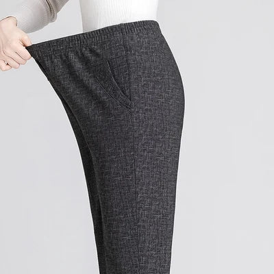 Pantaloni dritti da mamma taglie forti, larghi, elasticizzati, pantaloni elasticizzati per donne di mezza età, pantaloni autunno/inverno, pantaloni da donna